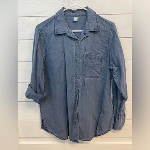 Old Navy Button Down Shirt Washed Blue Size Large